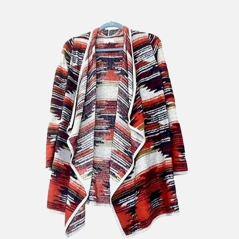 𝅺Lucky Brand Women's Aztec Southwestern Waterfall Front Sweater Jacket Cardigan
